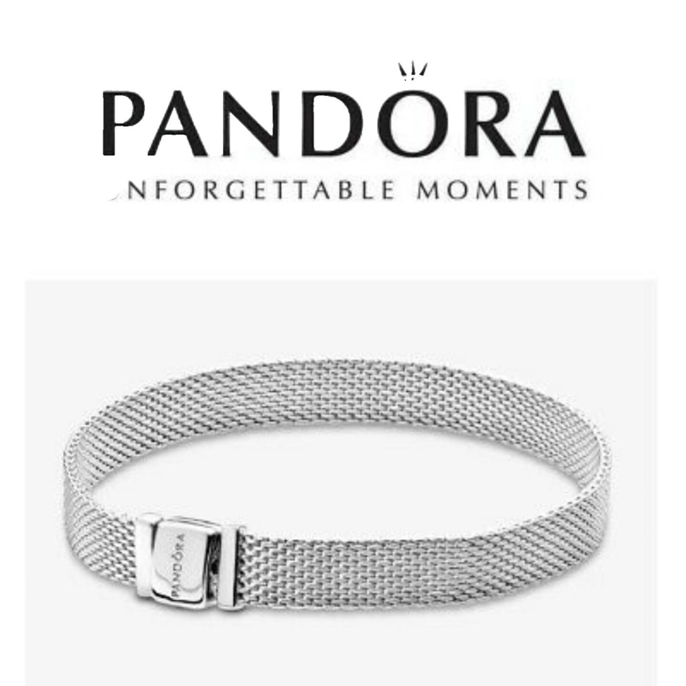 💯 Authentic Pandora Silver Mesh Design Bracelet 16"